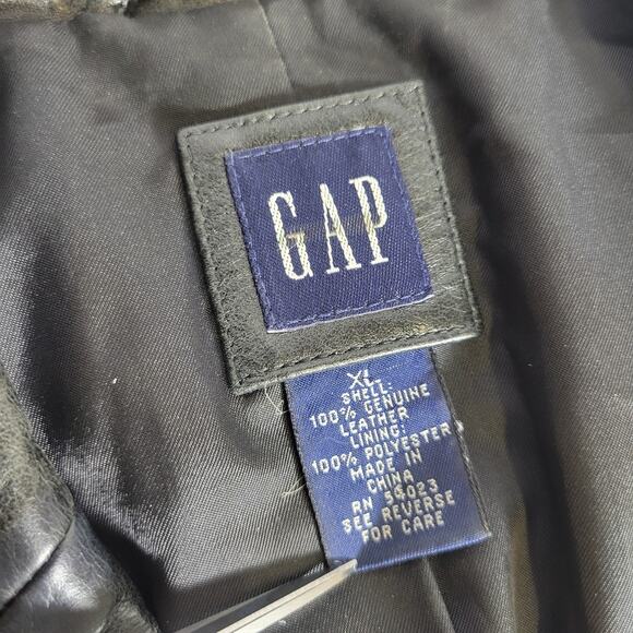 Vintage GAP Leather Jacket Women's XL Black Genuine Y2K 00s Casual - Picture 3 of 6